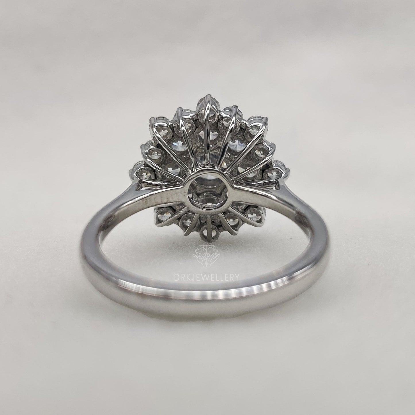 Round Cut Moissanite Cluster Engagement Gold Ring