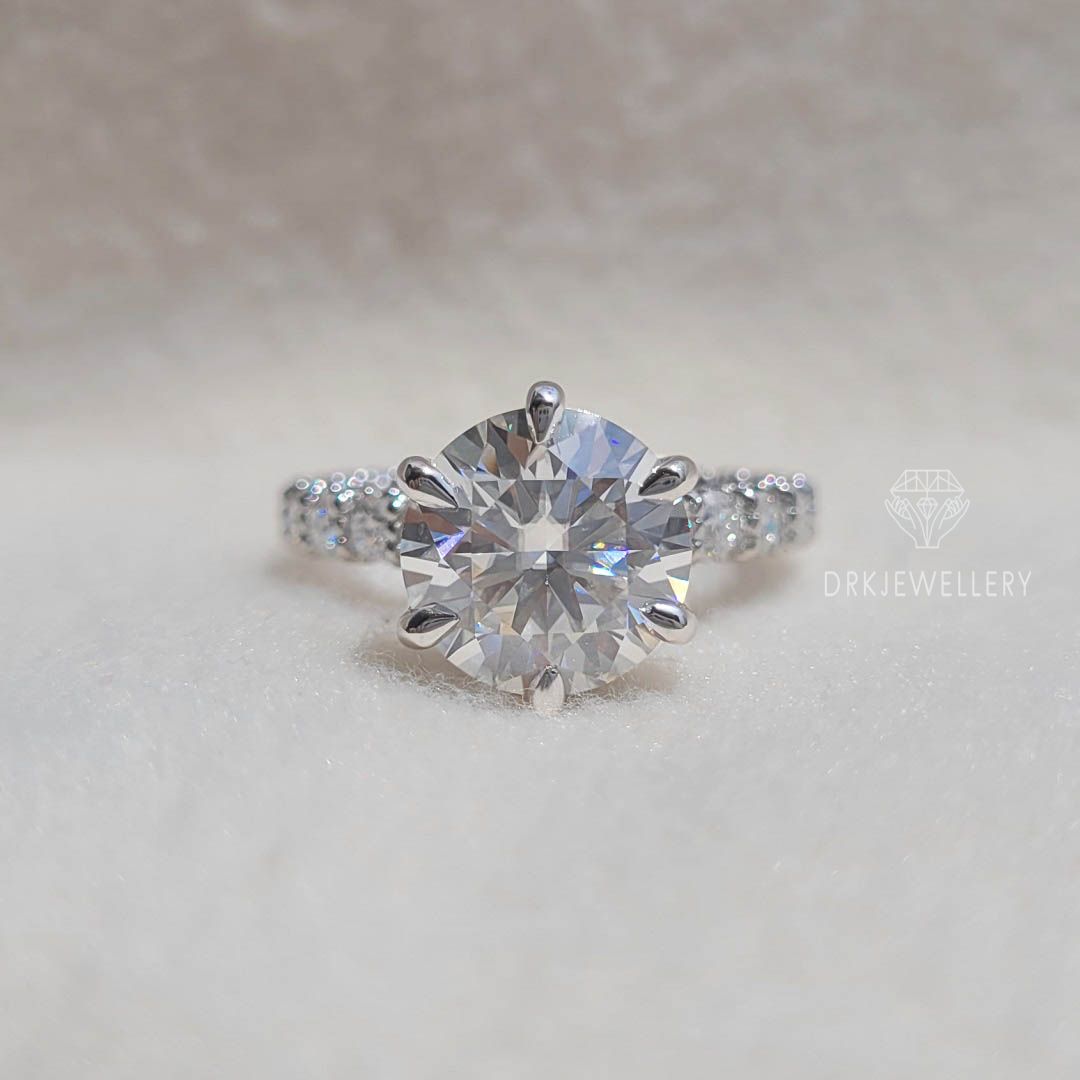 Unique Round Cut Moissanite U-Prong Set Eternity Ring