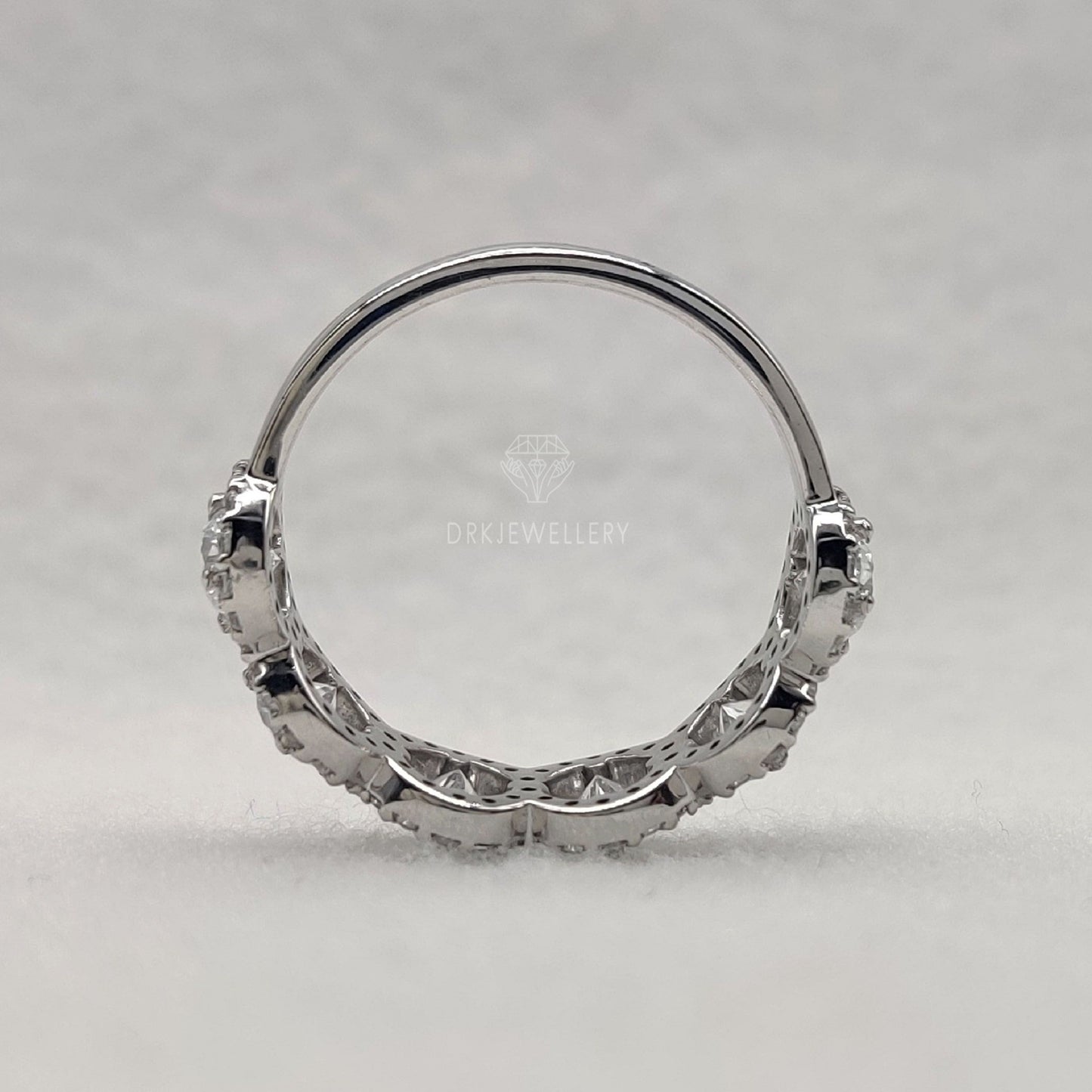 Round Cut Halo Moissanite Eternity Gold Wedding Band