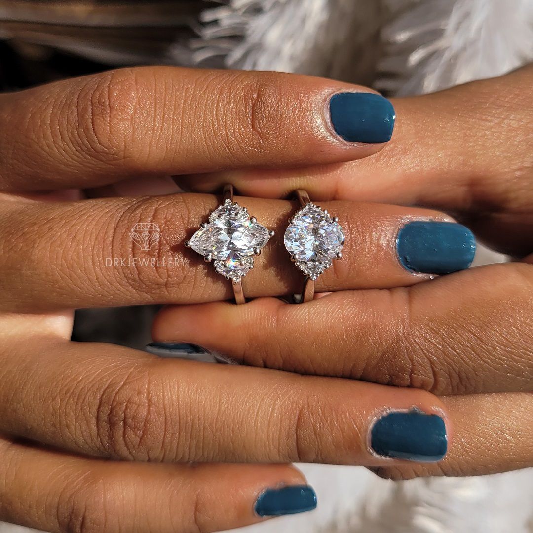 1.5 Ct Oval Cut Moissanite Cluster Engagement Ring