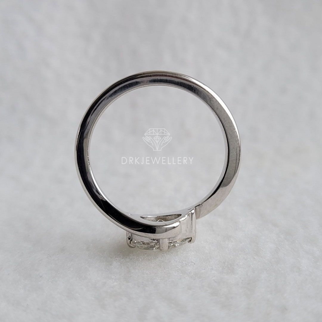Bypass Style Oval Cut Lab Grown DIamond Engagement 14K Gold Ring