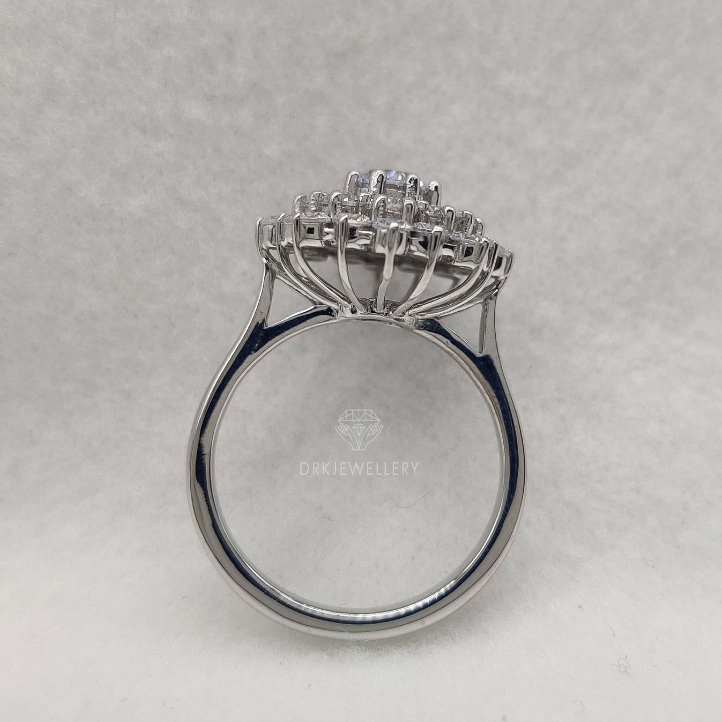 Round Cut Moissanite Cluster Engagement Gold Ring