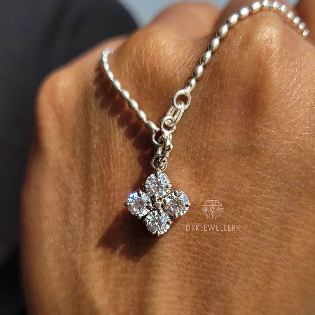 Four Round Cut Lab Grown Diamond Dianty Gold Pendant