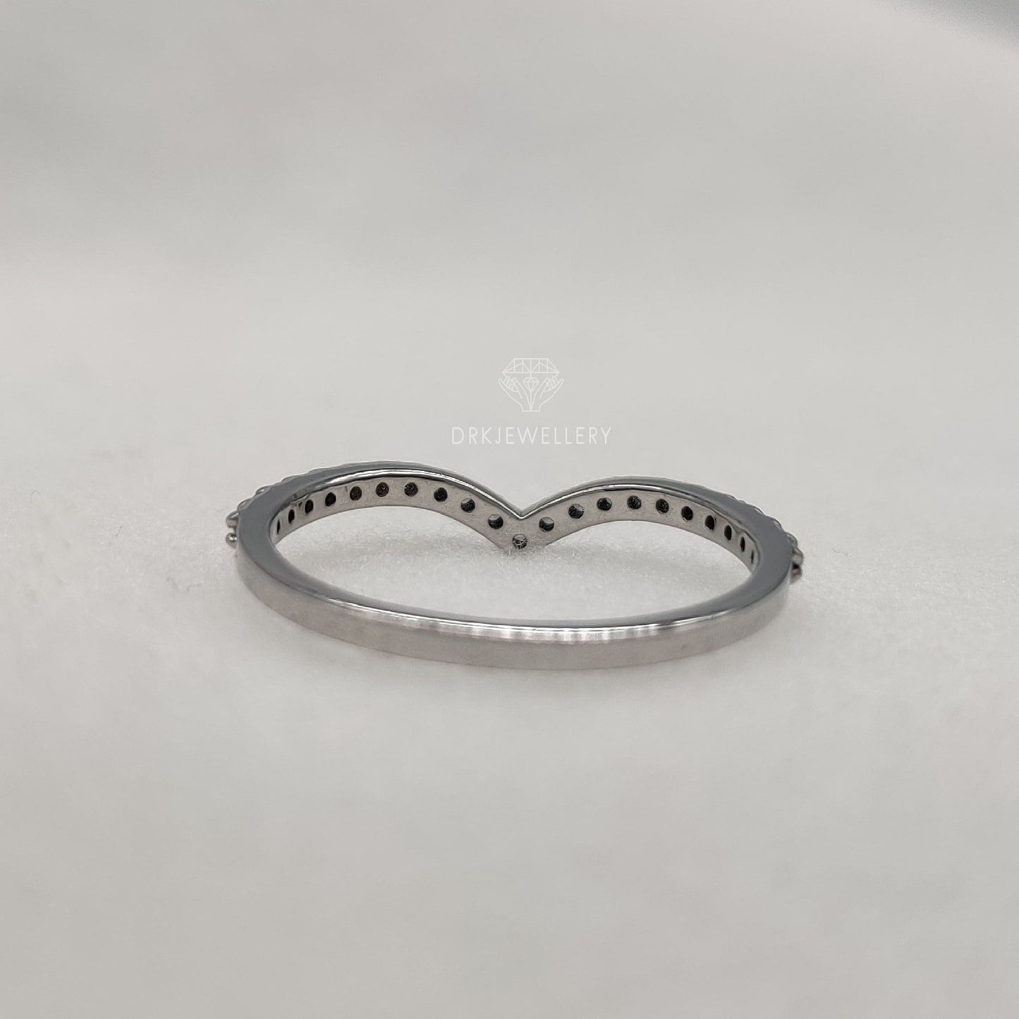 Round Pave Set Lab Grown Chevron Band With 14K Gold
