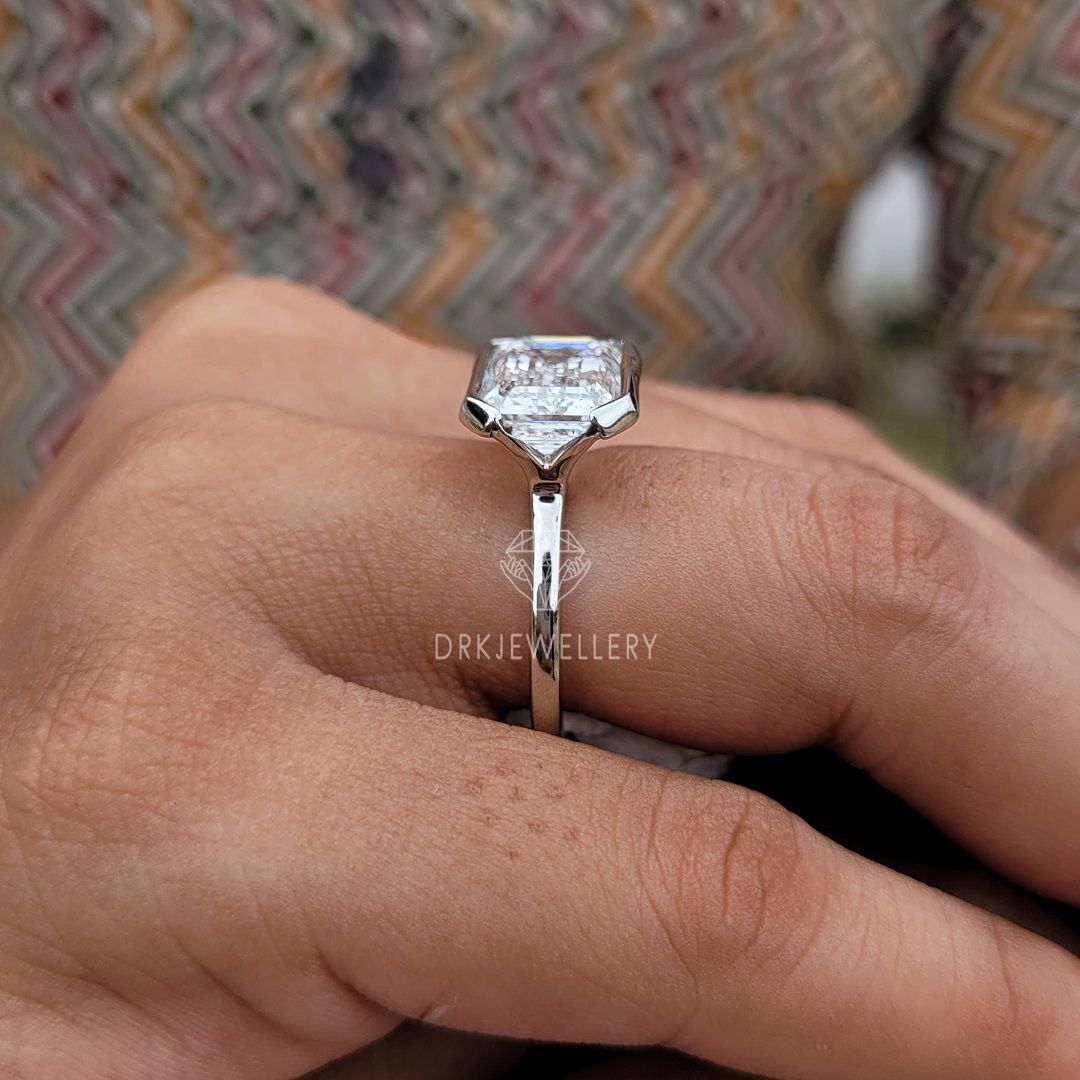 5 Ct East West Emerald Cut Lab Grown Diamond Engagement Ring