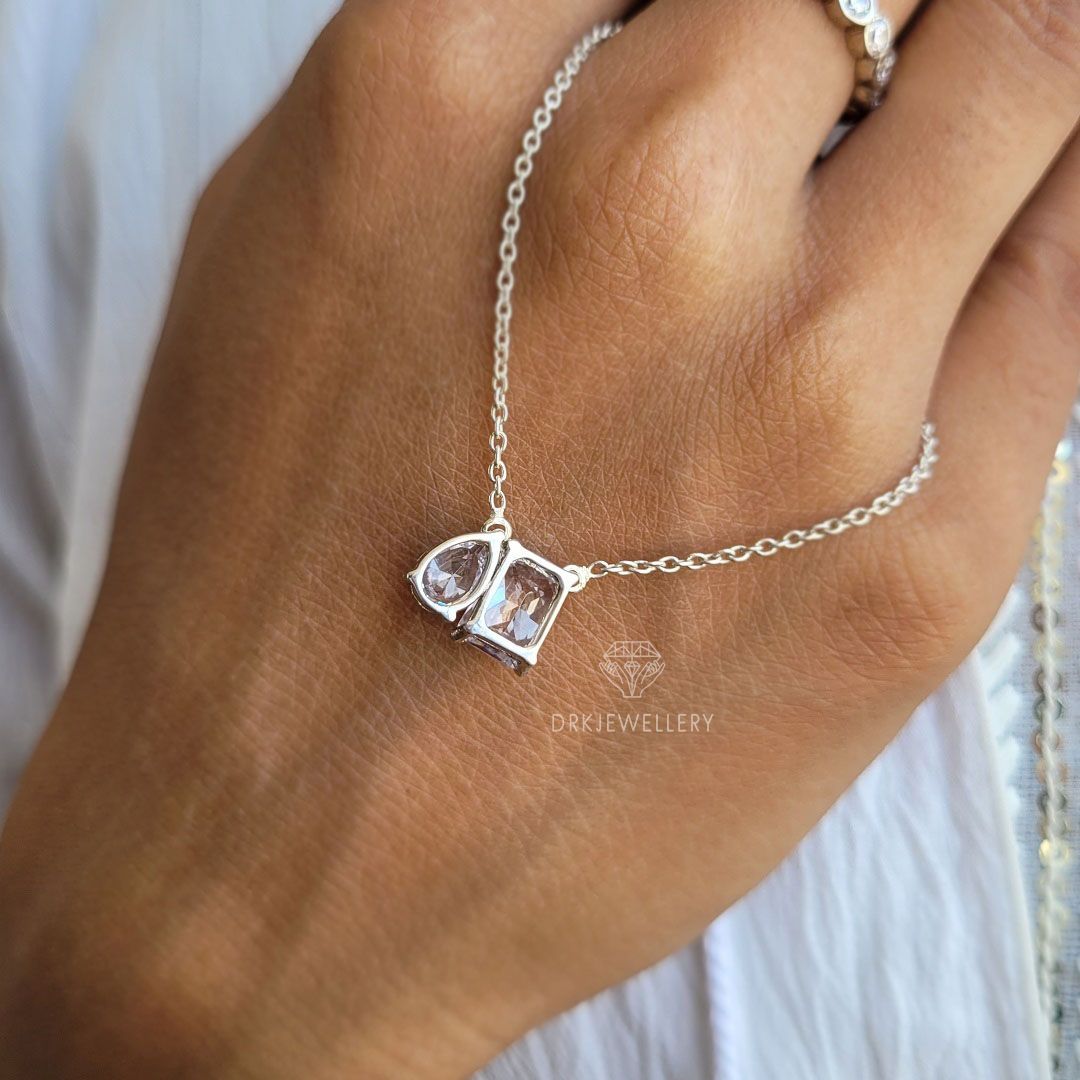 Toi-Et-Moi Pear & Radiant Cut Moissanite Pendant