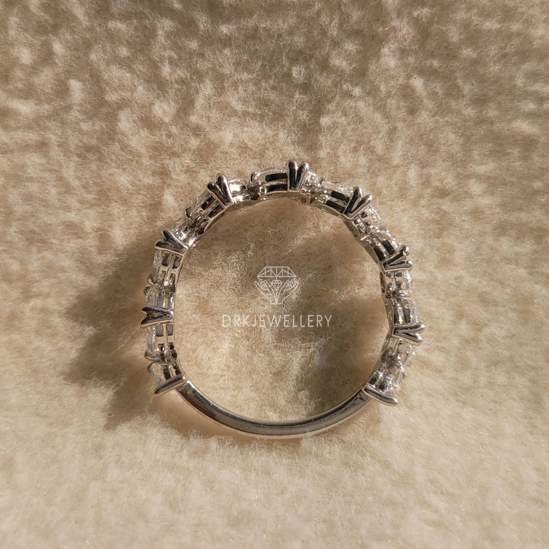 Marquise Cut Lab Grown Diamond ZigZag Style Gold Band