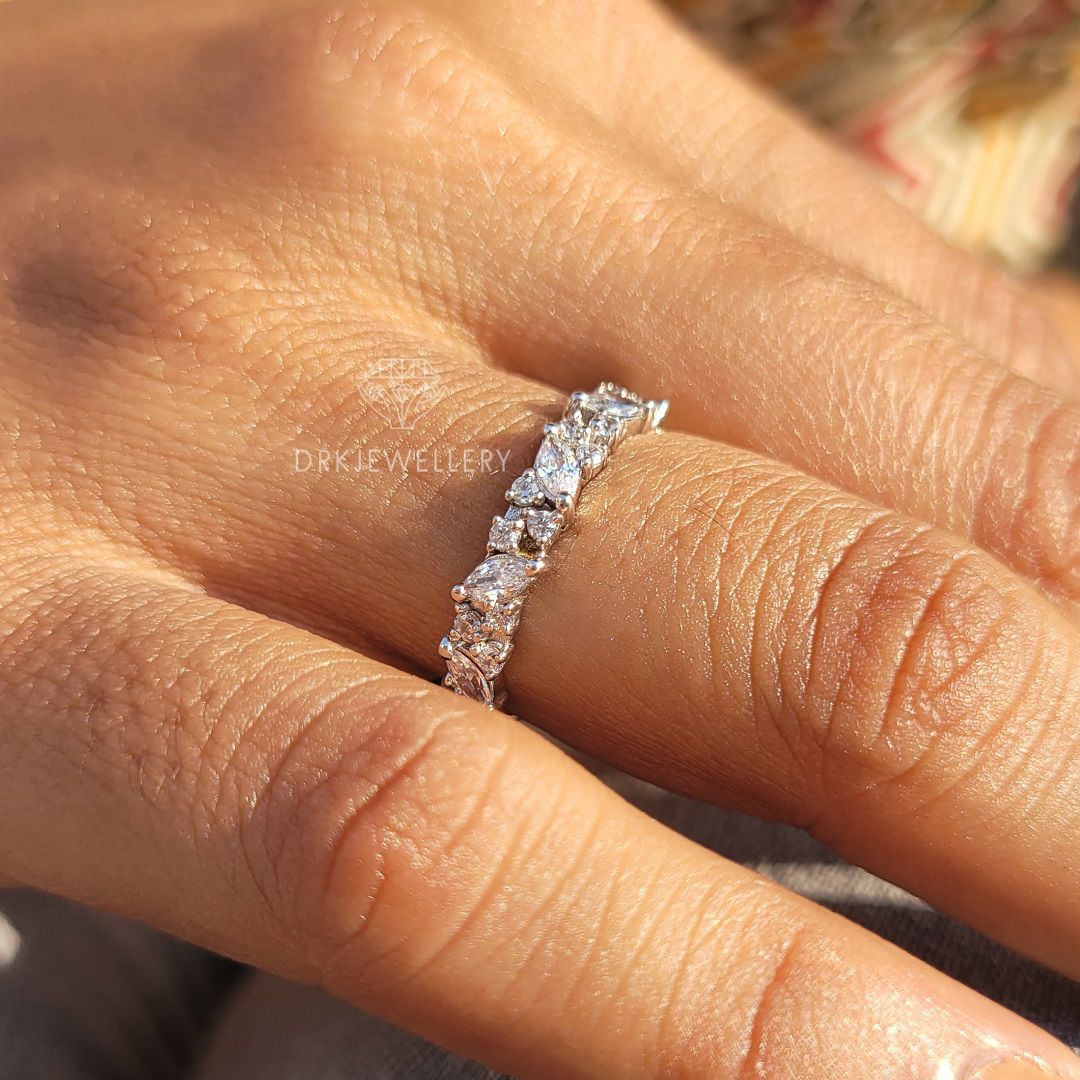 Half Eternity Pave Setting Lab Diamond Wedding Band