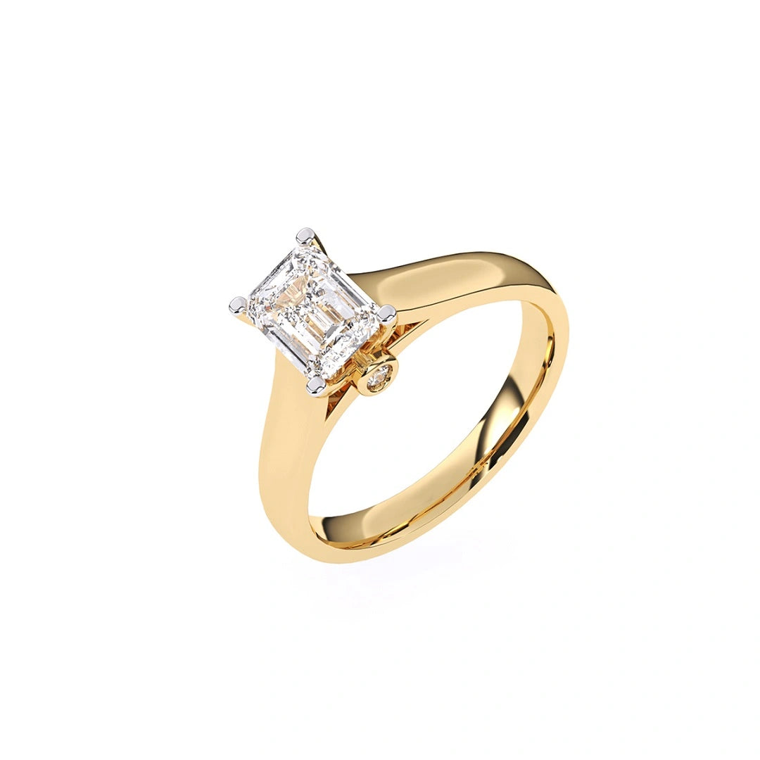 Vintage Cathedral Set Emerald Cut Moissanite 14K Gold Ring