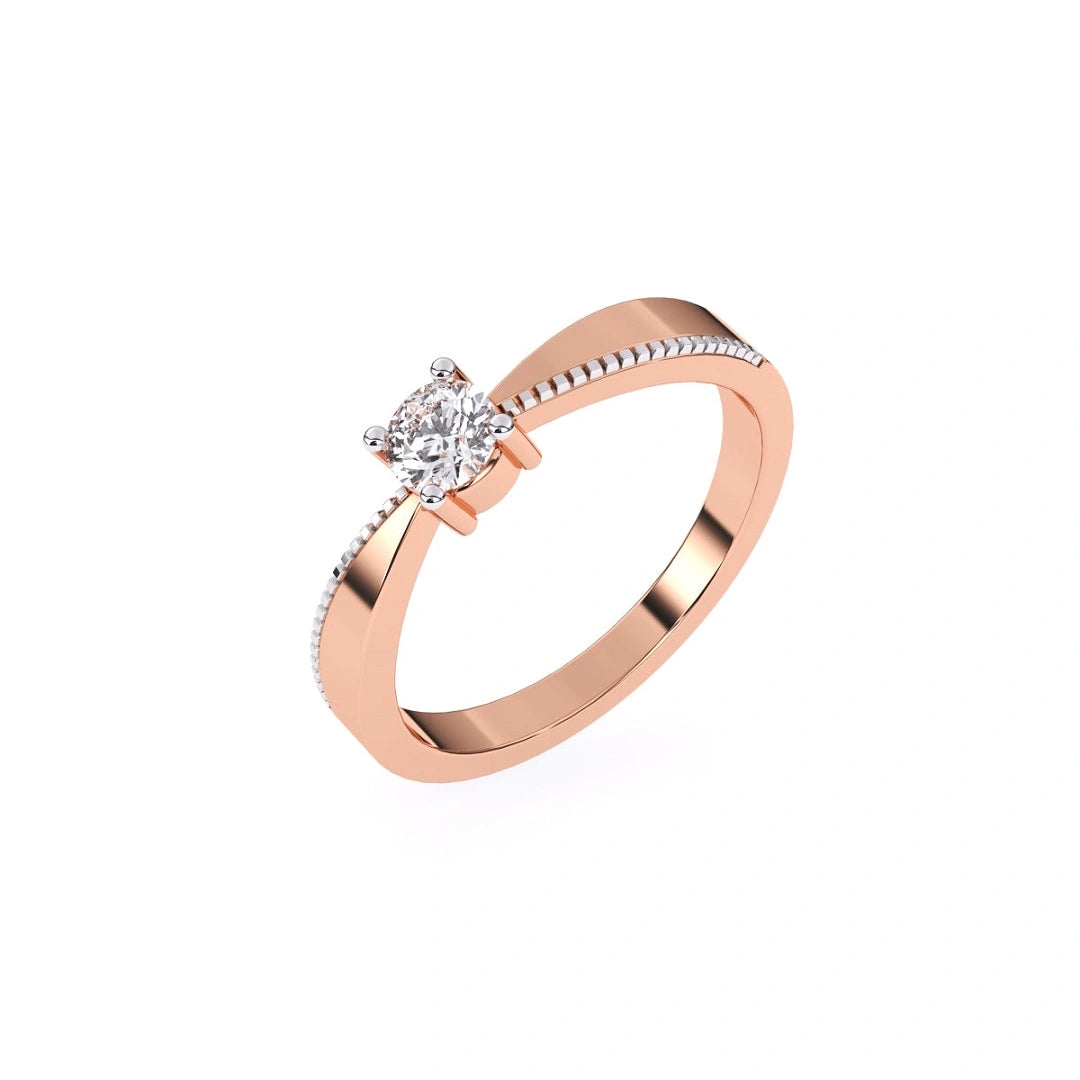 round cut lab grown diamond milgrain setting ring