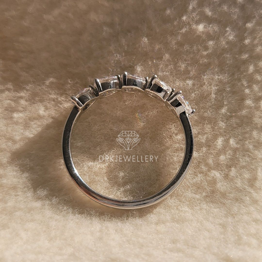 east west pear cut lab grown diamond half eternity 14k gold wedding band