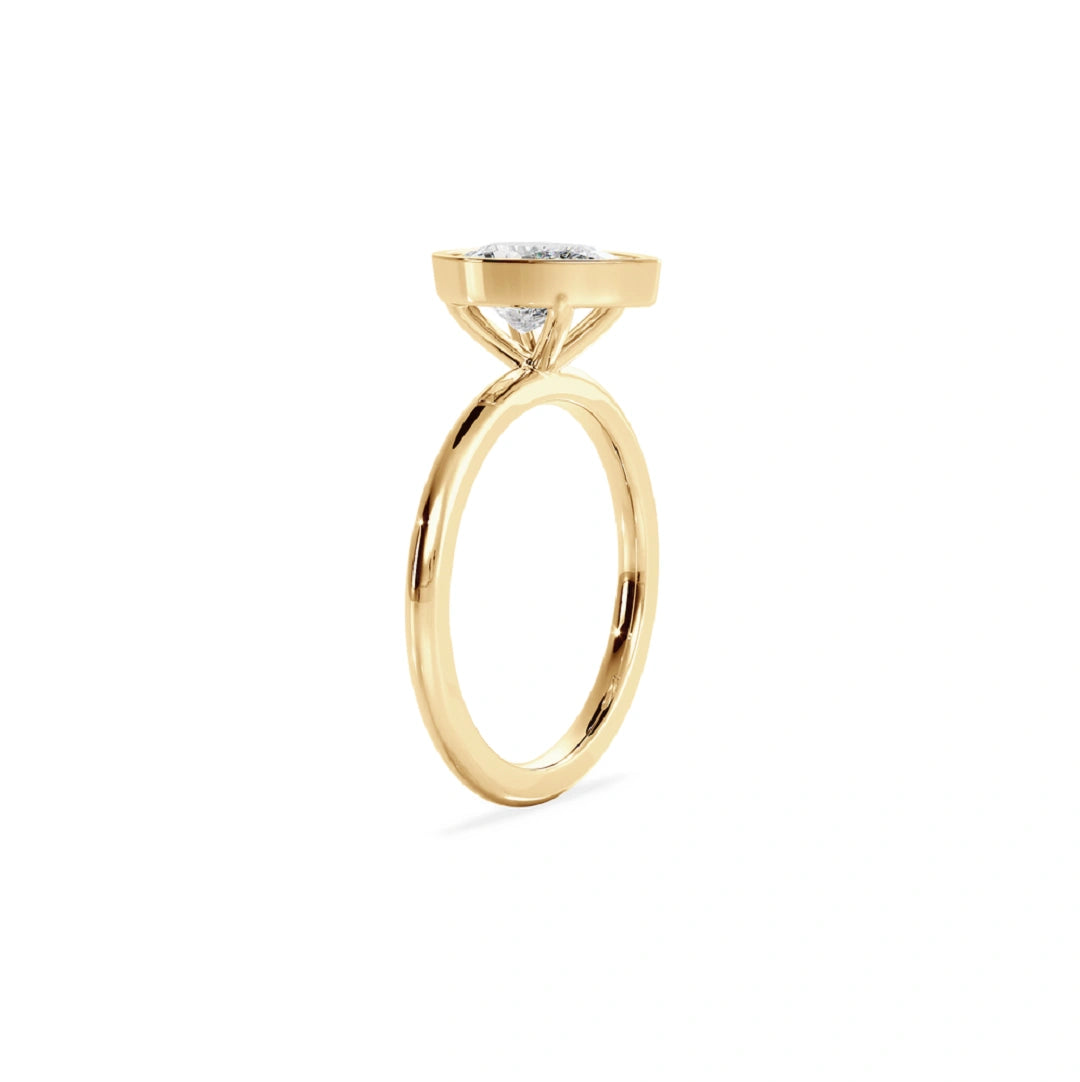 Bezel Set Pear Cut Lab Grown Diamond Solitaire Ring