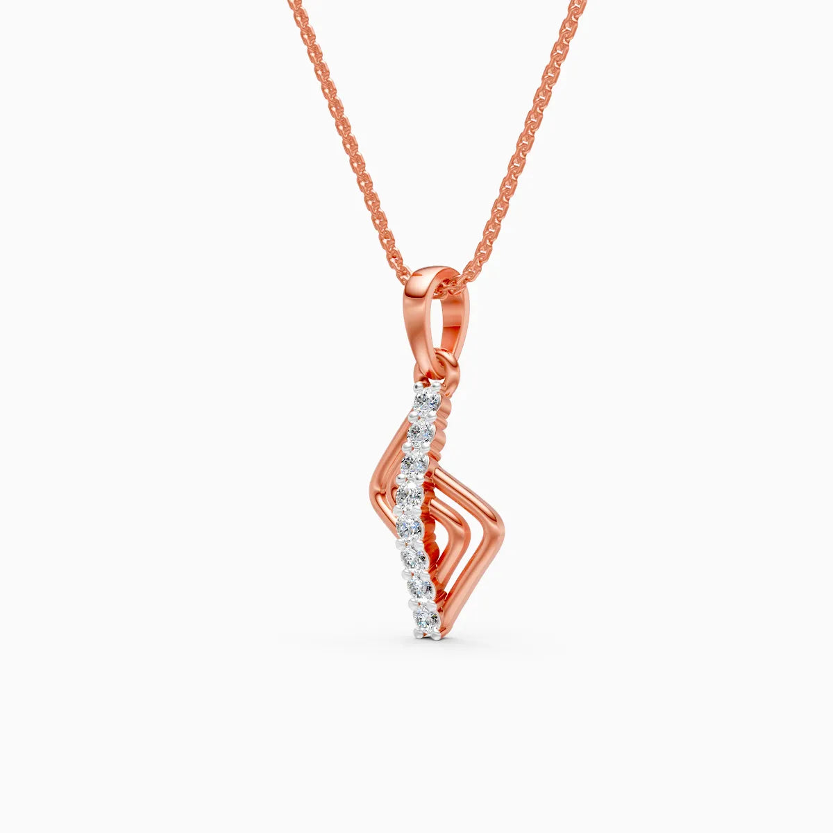 Sync Style Round Cut Lab Grown Diamond Gold Pendant