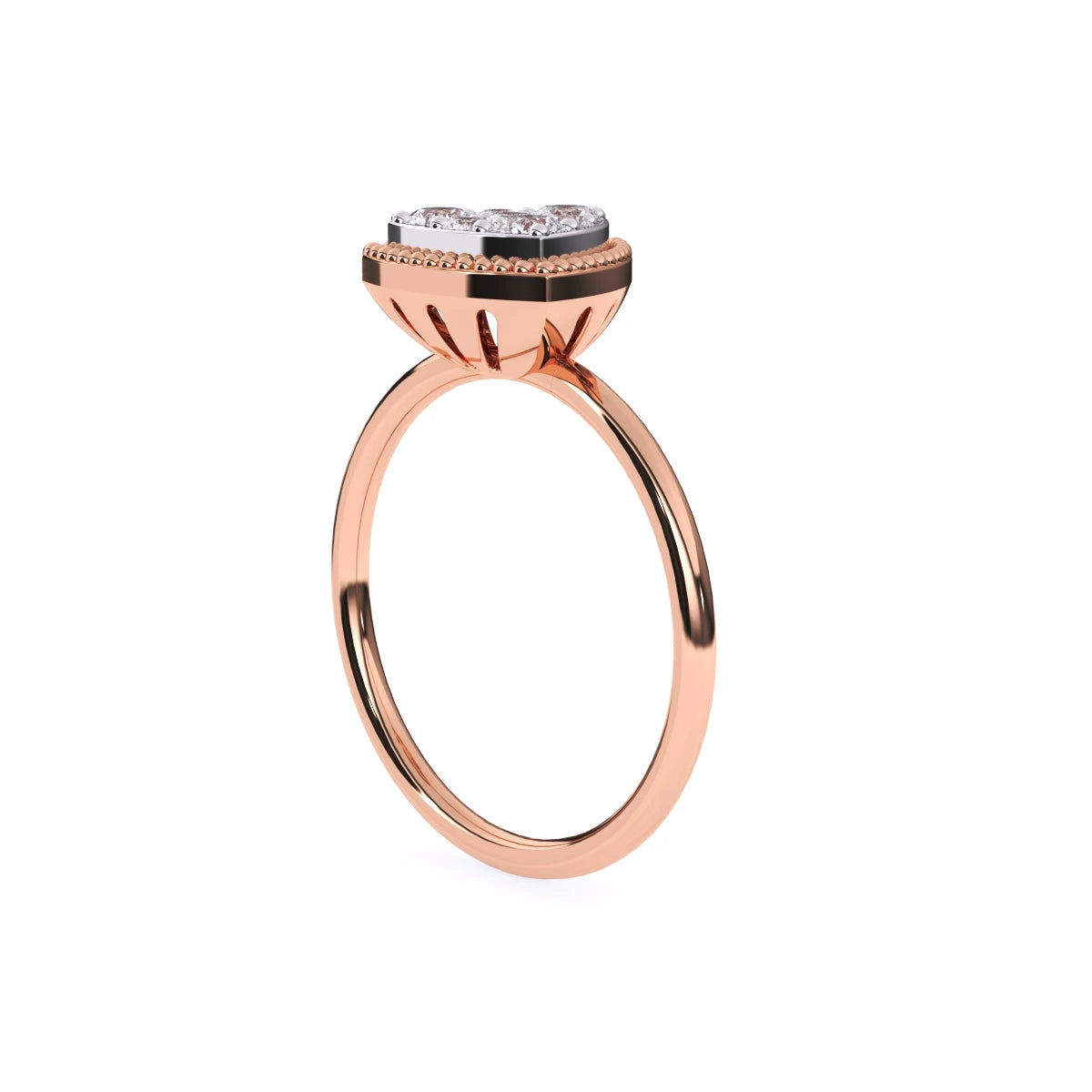 illusion style ring, 14k gold ring, gold ring, diamond ring, milgrain set ring, solitaire ring, triangle shape diamond ring, ersonalised gifts