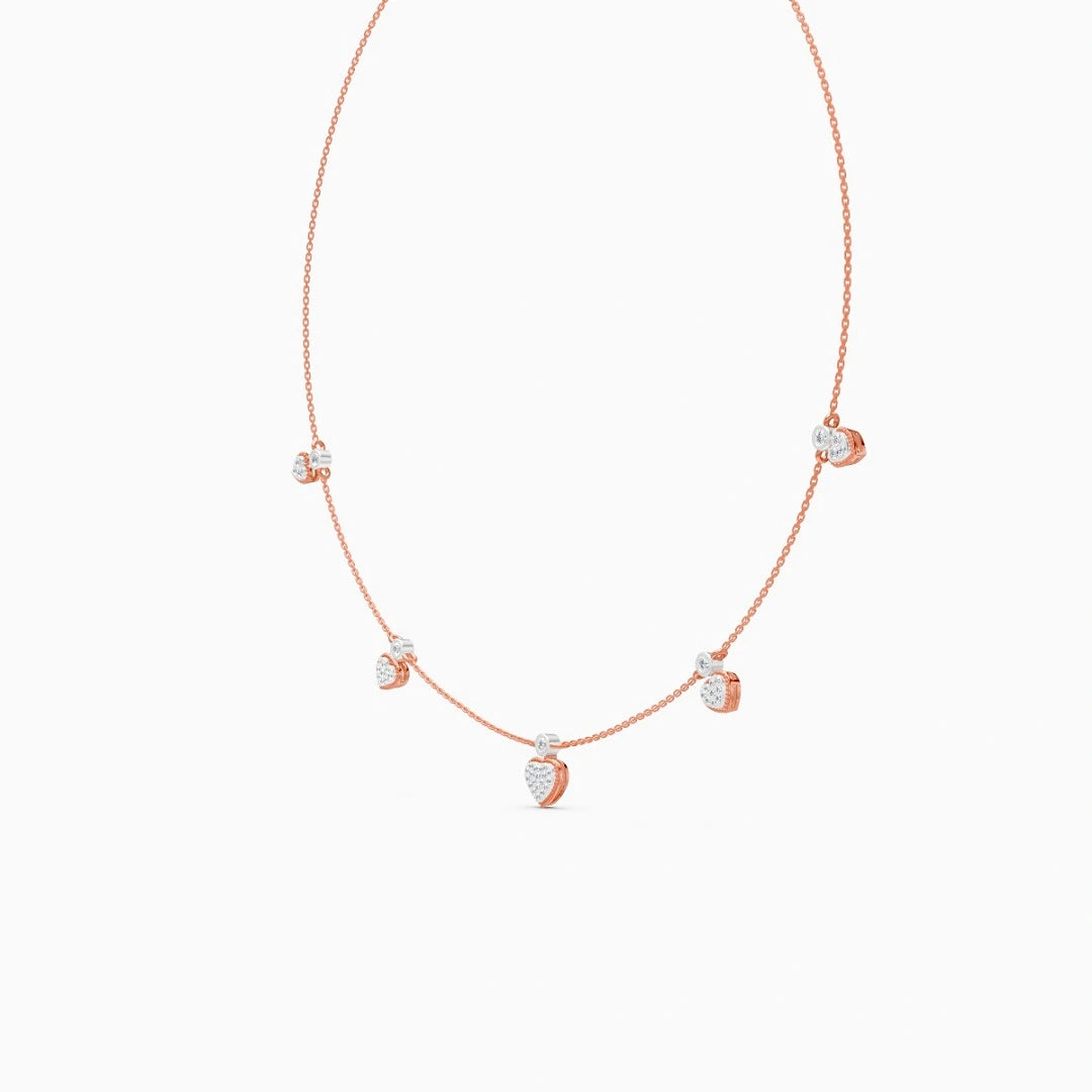 heart shape round cut lab grown diamond chain necklace for gifts