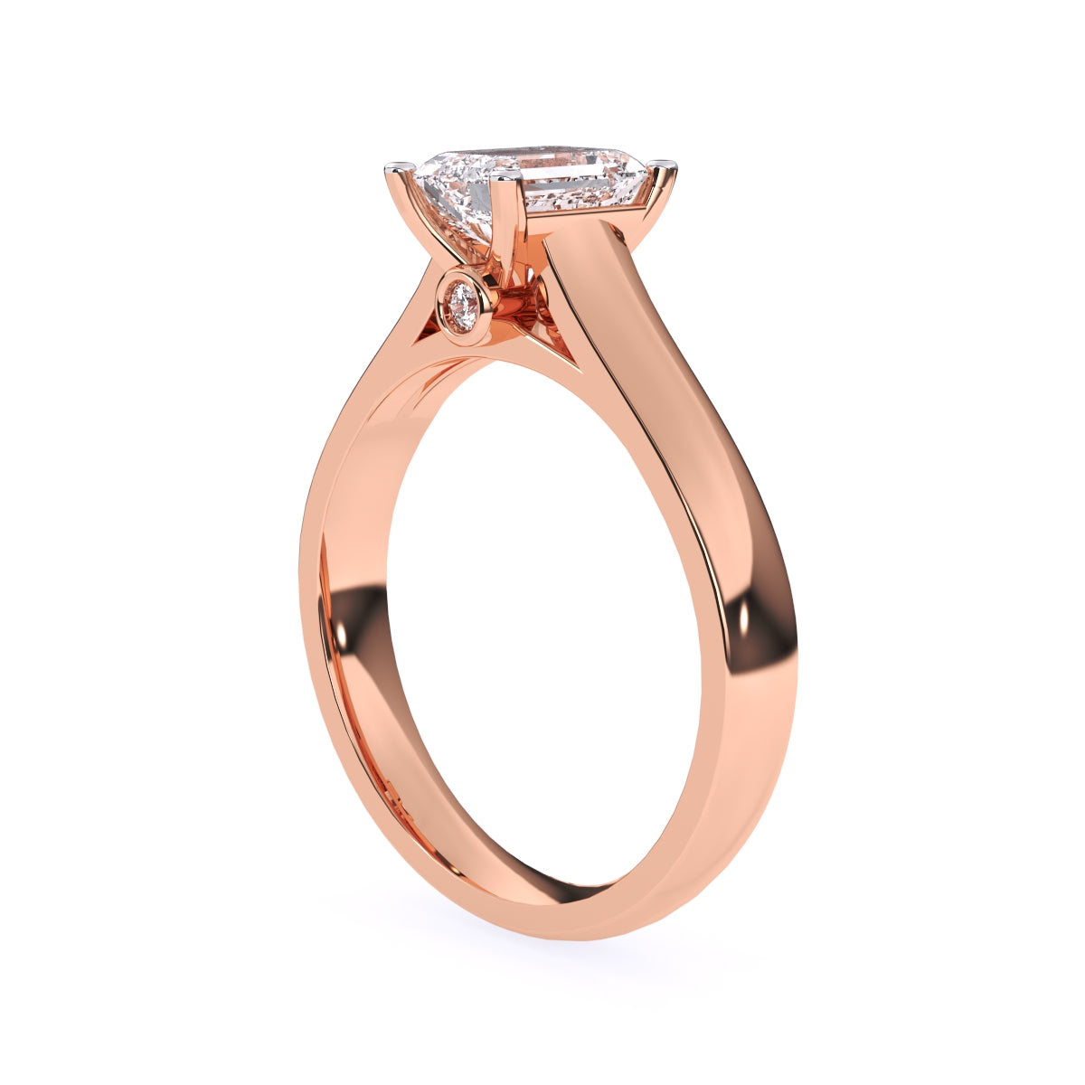 Emerald Cut Moissanite Underneath Style Engagement Ring