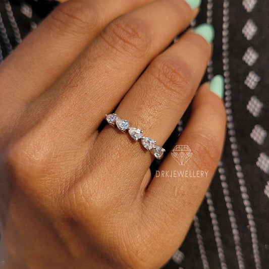 East West Pear Cut Diamond Eternity Wedding Band