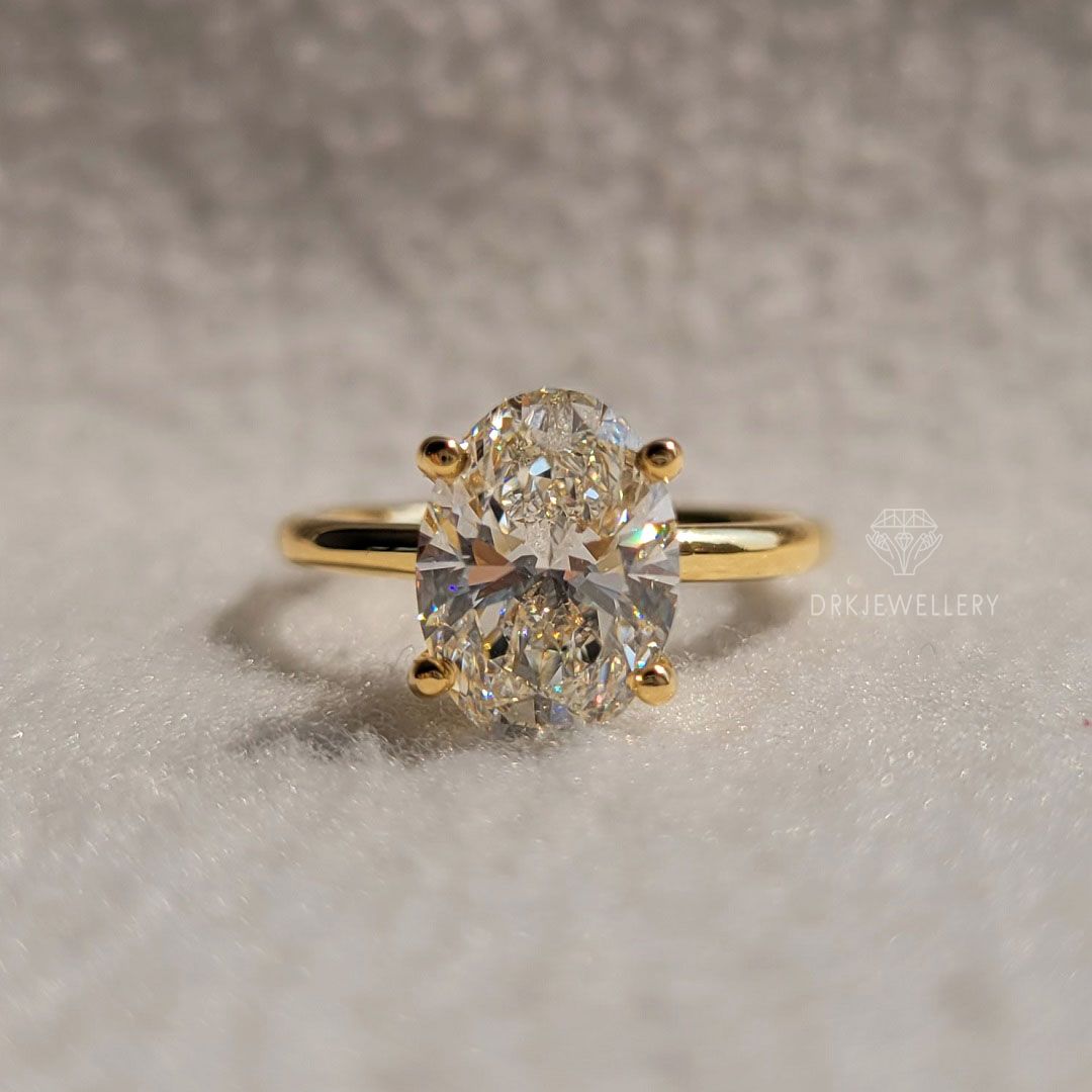 Oval Cut Moissanite Hidden Halo Gold Engagement Ring