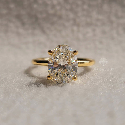 Oval Cut Moissanite Hidden Halo Gold Engagement Ring
