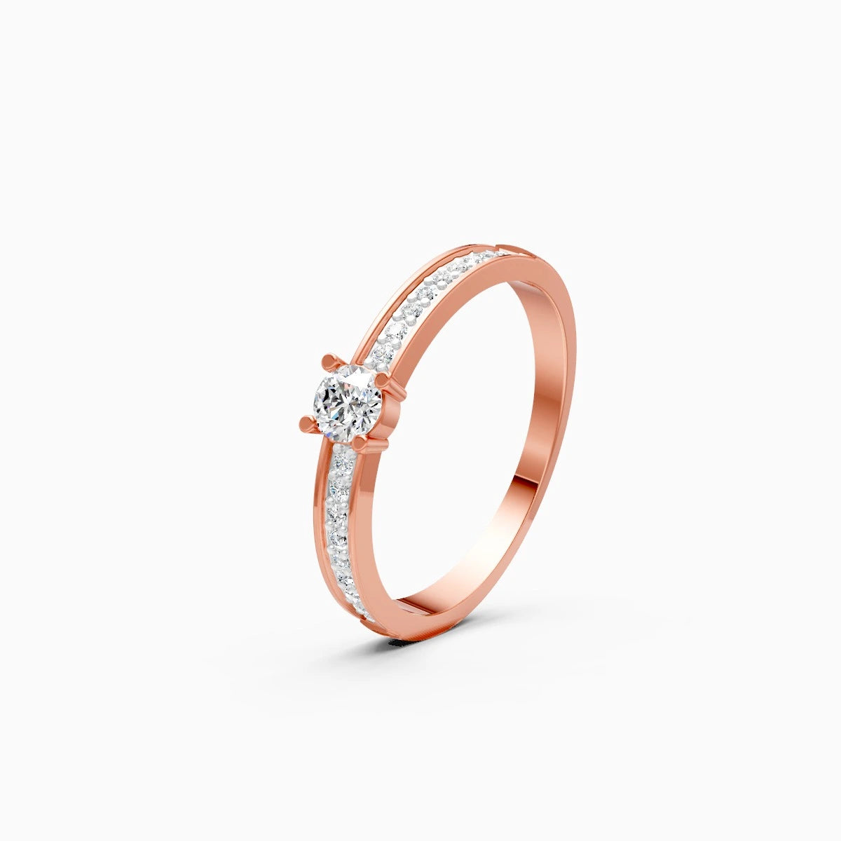 rose gold minimalist pave setting engagement ring