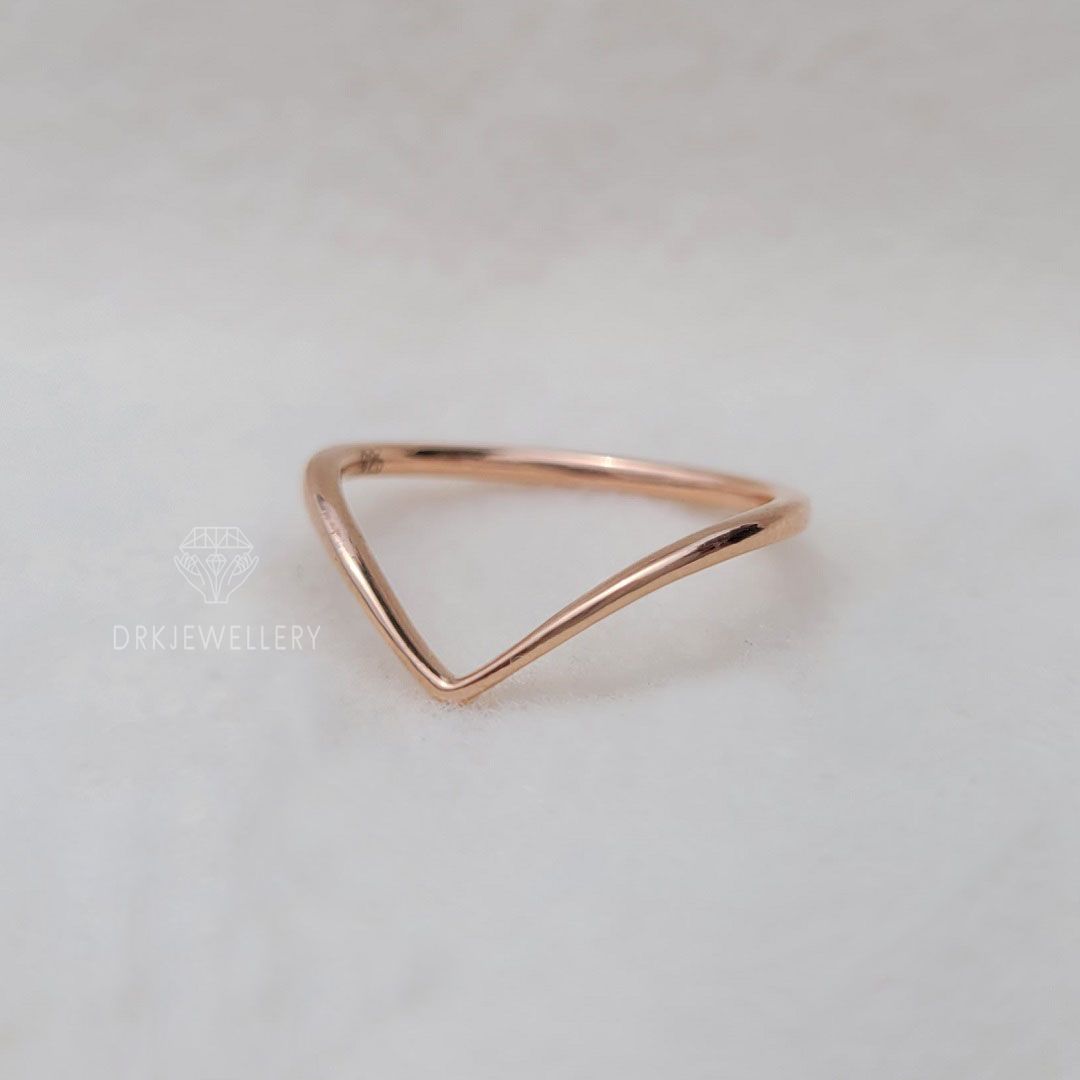 Chevron Style Gold Stackable Gold Wedding Band
