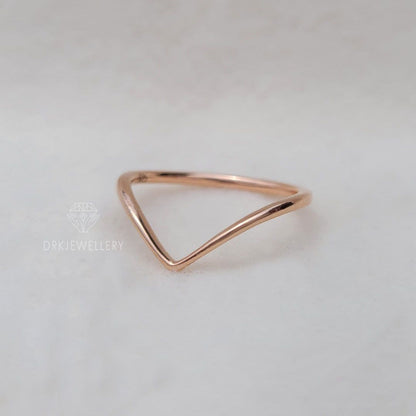Chevron Style Gold Stackable Gold Wedding Band
