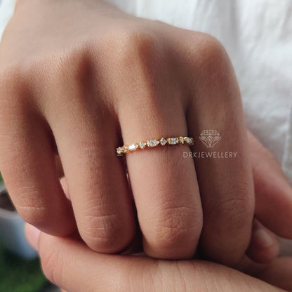Mini Marquise & Round Cut Lab Grown Diamond Eternity Gold Wedding Band
