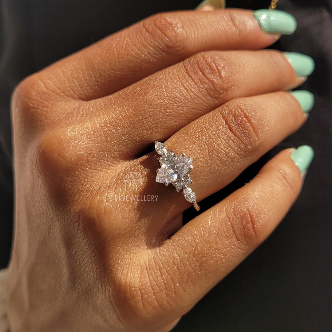 Marquise Cut Moissanite Vintage Inspired Gold Ring