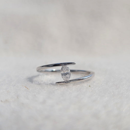 Minimalist Marquise Cut Diamond Tension Style Ring