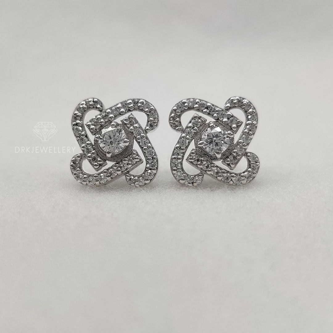 Unique Round Pave Set Lab Diamond Ear Studs In 14K Gold