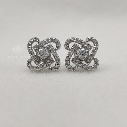 Unique Round Pave Set Lab Diamond Ear Studs In 14K Gold