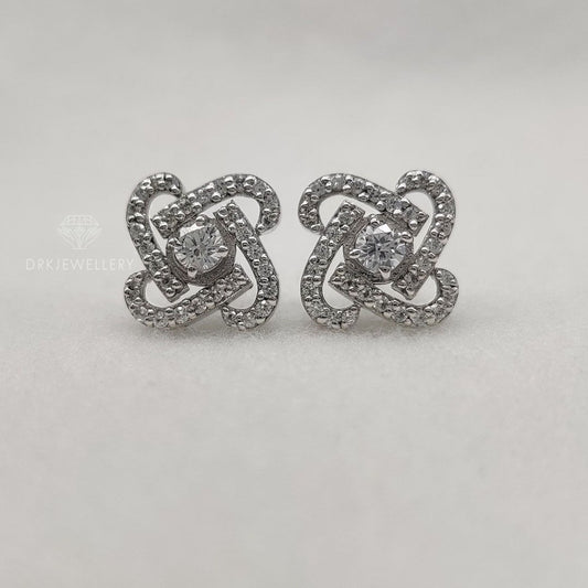 Unique Round Pave Set Lab Diamond Ear Studs In 14K Gold