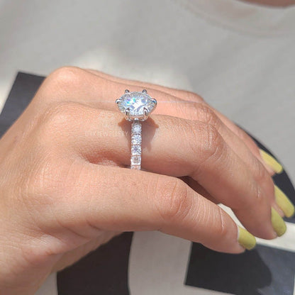 Unique Round Cut Moissanite U-Prong Set Eternity Ring
