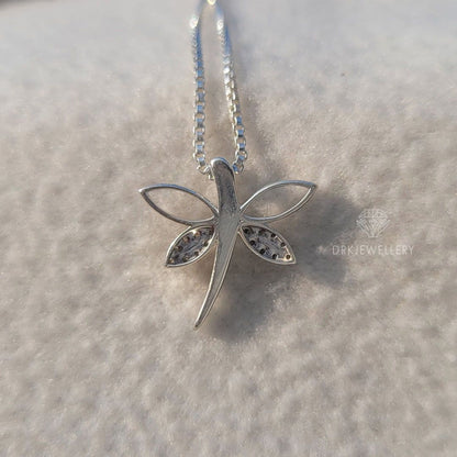 Butterfly Shape Round Cut Lab Grown Diamond 14K Gold Pendant