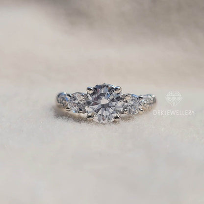 Underneath Halo Set Round Cut Diamond Engagement Ring
