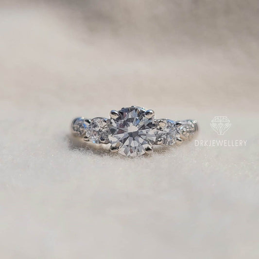 Underneath Halo Set Round Cut Diamond Engagement Ring