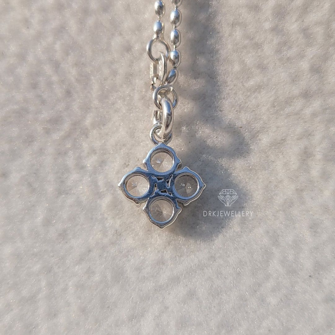 Four Round Cut Lab Grown Diamond Dianty Gold Pendant