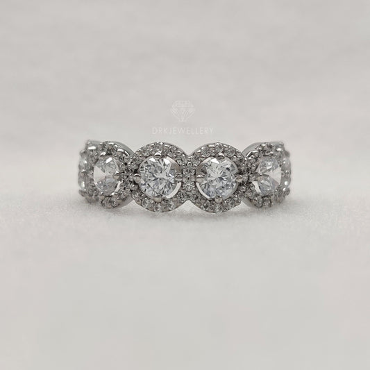 Round Cut Halo Moissanite Eternity Gold Wedding Band