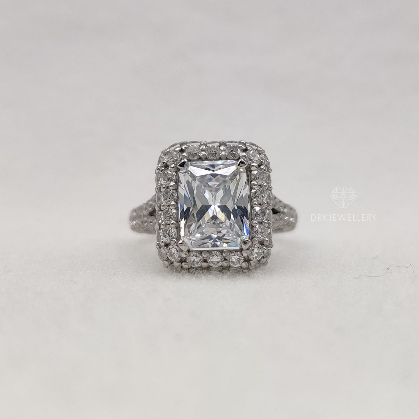 Art Deco Radiant Cut Moissanite Pave Set Ring