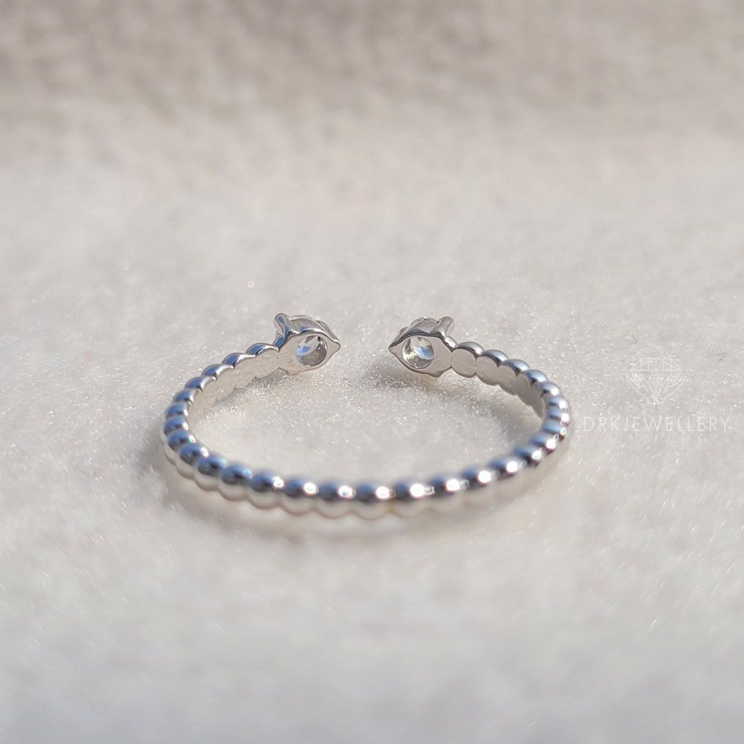 Round Cut Diamond Gold Beaded Ring Spacer