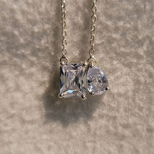 Toi-Et-Moi Pear & Radiant Cut Moissanite Pendant