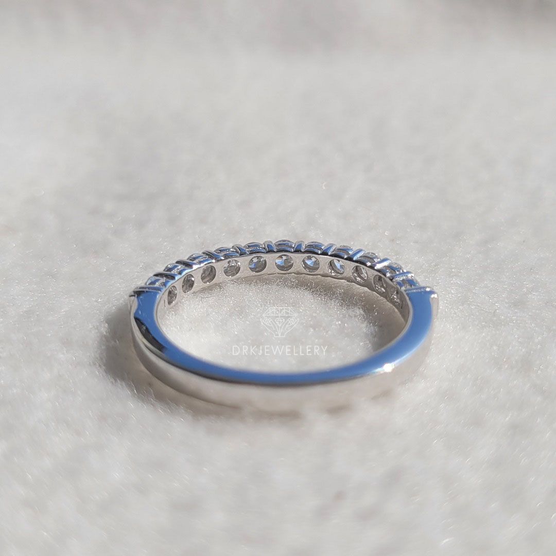 Classy Round Diamond Half Etrenity Gold Wedding Band