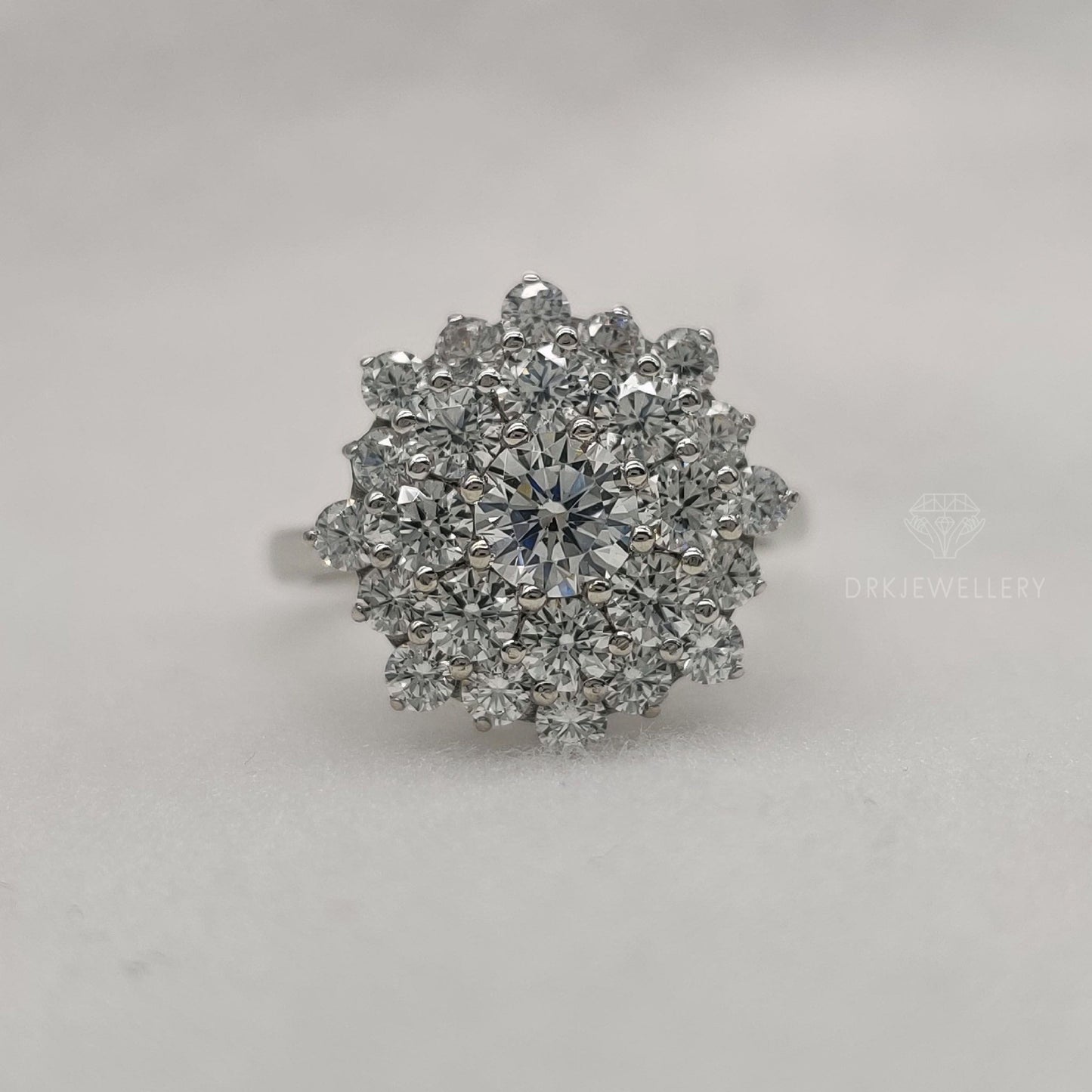 Round Cut Moissanite Cluster Engagement Gold Ring