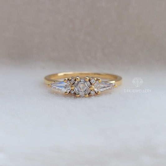Trio Style Hexagone & Kite Cut Lab Grown Diamond Ring
