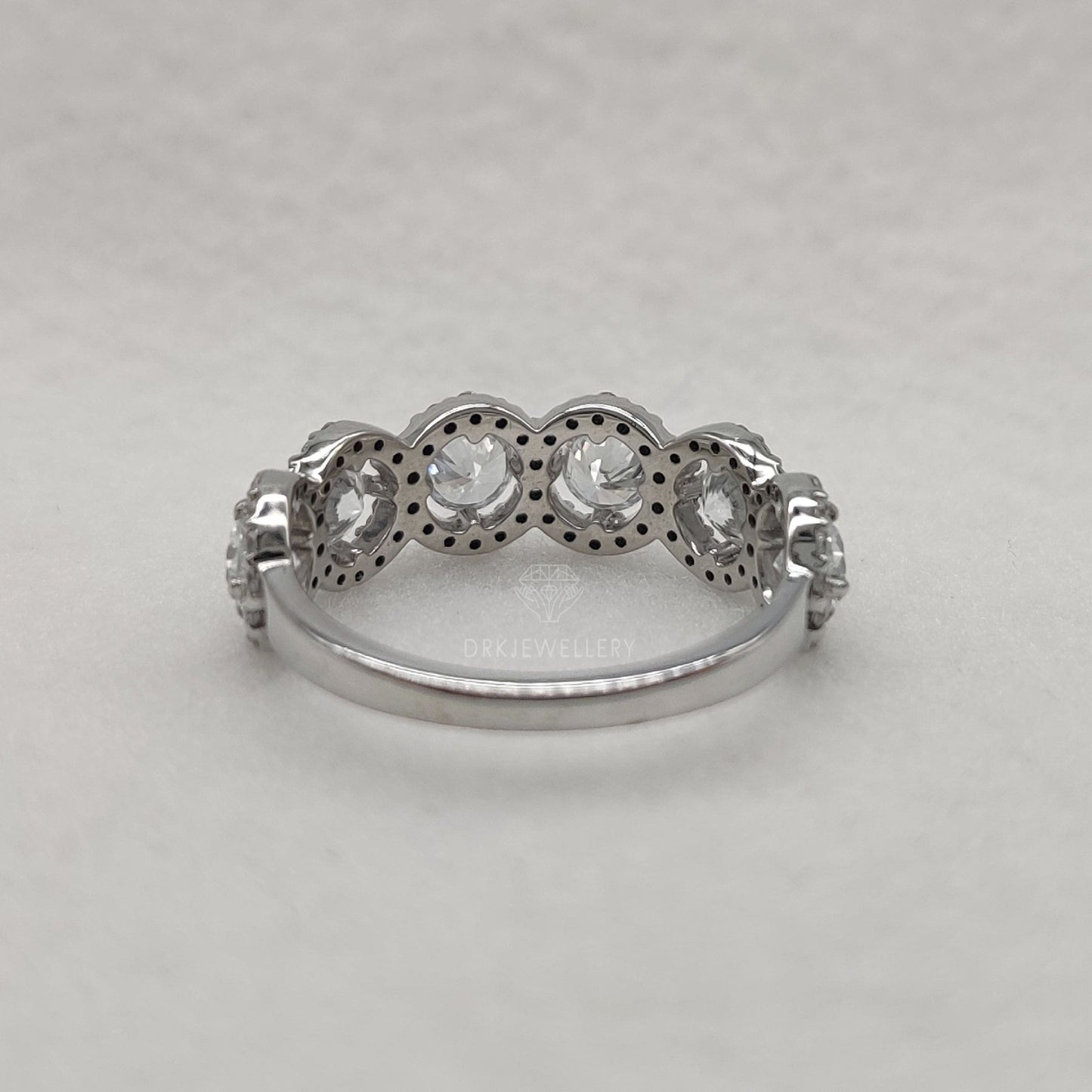 Round Cut Halo Moissanite Eternity Gold Wedding Band