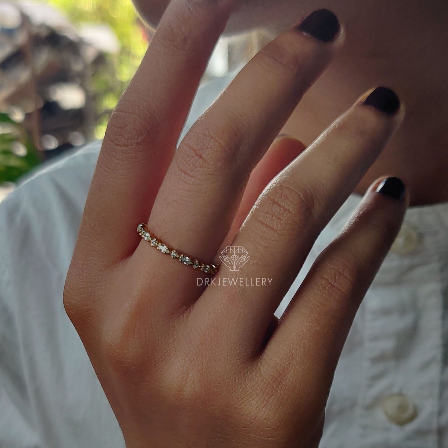 Mini Marquise & Round Cut Lab Grown Diamond Eternity Gold Wedding Band