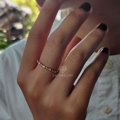 Mini Marquise & Round Cut Lab Grown Diamond Eternity Gold Wedding Band