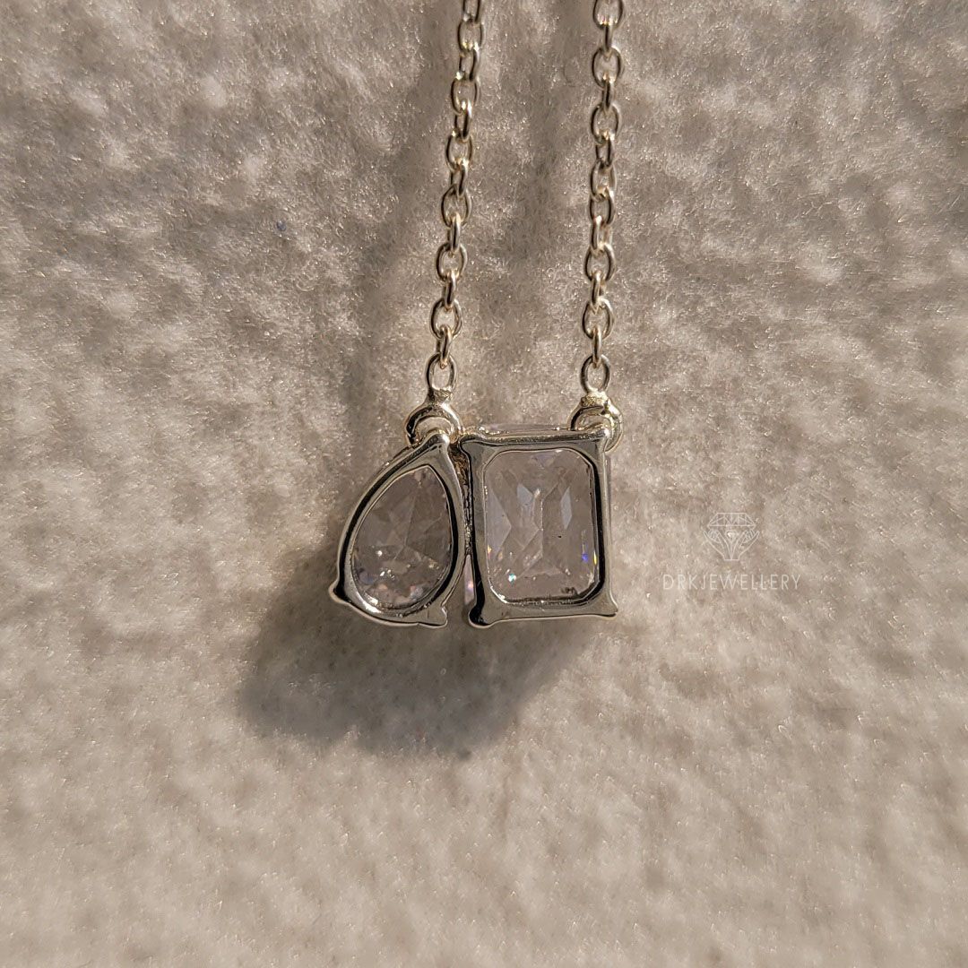 Toi-Et-Moi Pear & Radiant Cut Moissanite Pendant