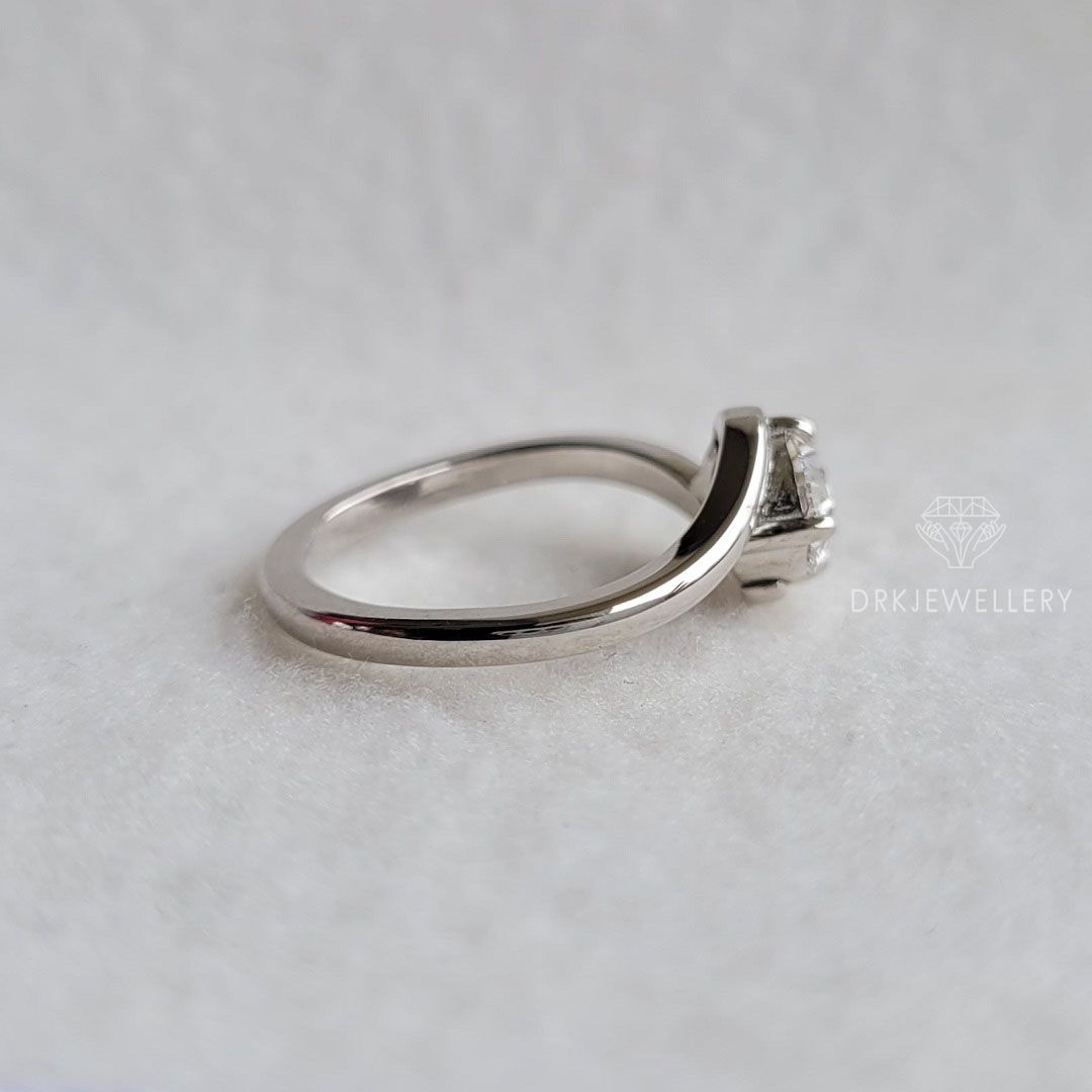 Bypass Style Oval Cut Lab Grown DIamond Engagement 14K Gold Ring