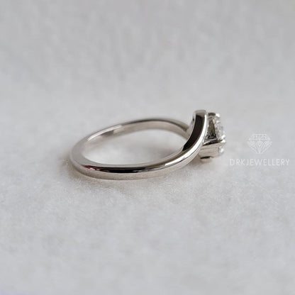 Bypass Style Oval Cut Lab Grown DIamond Engagement 14K Gold Ring